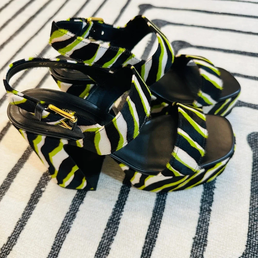 Michael Kors Collection Printed Calf Hair Block Heel Platform